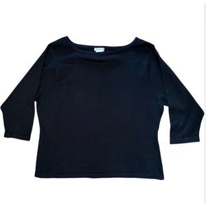 Vintage Willi Smith Silk + Cotton Blend Boatneck Cropped Black Sweater size XL